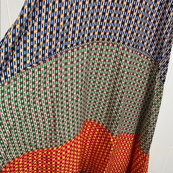 Maeve Anthropologie Maxi 6 Colorblock Straps Side Zip Lined Handkerchief Hem EUC - Picture 5 of 14